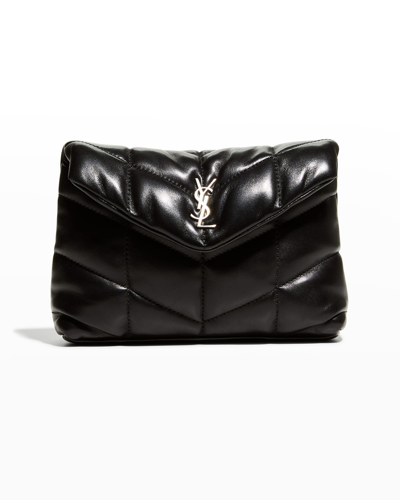 Shop Saint Laurent Lou Puffer Ysl Pouch In Quilted Leather In Black