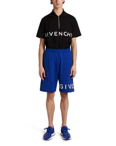 Shop Givenchy Men's Boxy-fit Logo Sweat Shorts In Ocean Blue