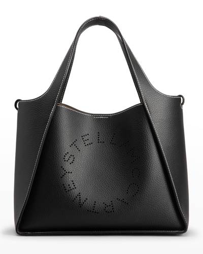 Shop Stella Mccartney Perforated Logo Faux-leather Crossbody Bag In 1000 Black