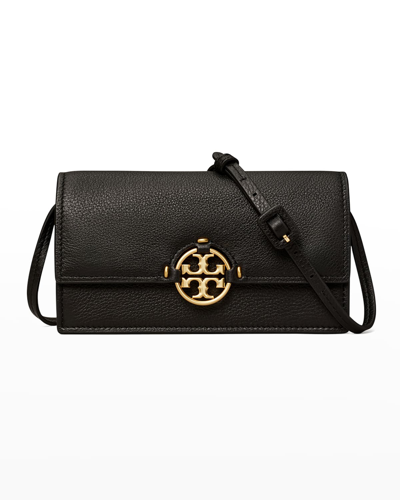 Shop Tory Burch Miller Logo Wallet Crossbody Bag In Black