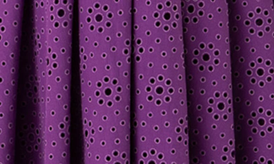 Shop Akris Punto Embroidered Eyelet Long Sleeve Dress In Purple