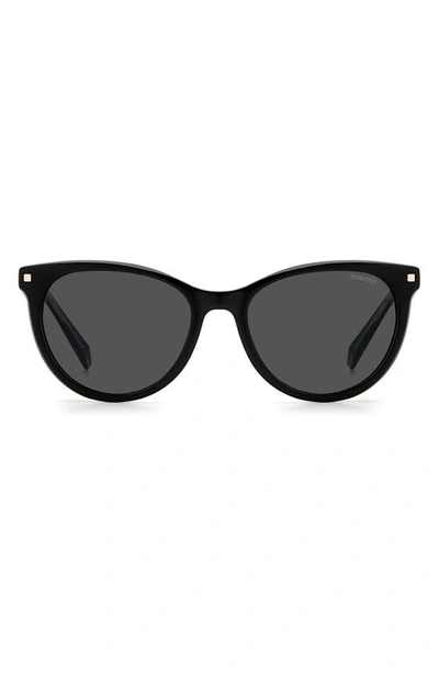 Shop Polaroid 53mm Polarized Round Sunglasses In Black / Gray Pz