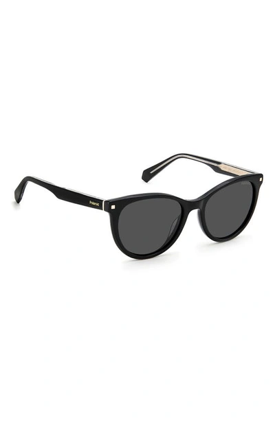Shop Polaroid 53mm Polarized Round Sunglasses In Black / Gray Pz