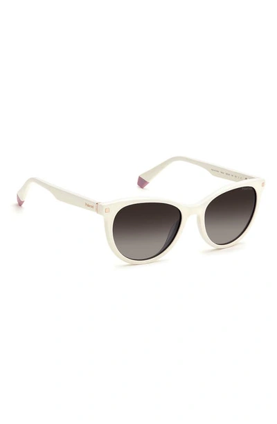 Shop Polaroid 53mm Polarized Round Sunglasses In Beige / Brown Grad Polz