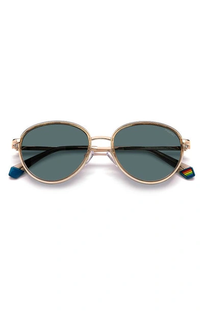 Shop Polaroid 53mm Polarized Round Sunglasses In Beige / Blue Polarized