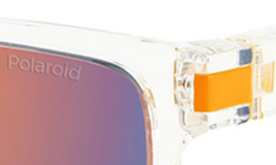 Shop Polaroid 57mm Polarized Rectangular Sunglasses In Crystal Yellow / Red ml Pz