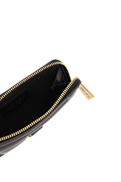 Shop Jimmy Choo Quilted Nappa Leather Zipped Cardholder In Black