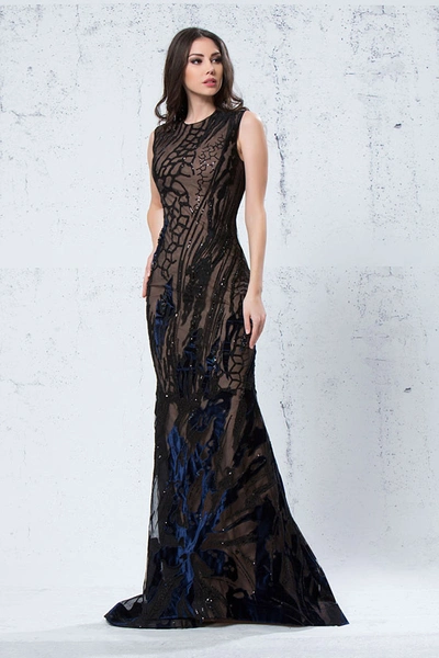 Shop Jean Fares Couture Embellished Fit And Flare Gown