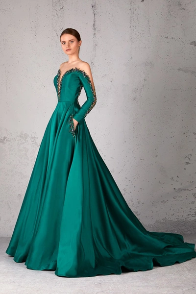 Shop Jean Fares Couture Illusion Ball Gown