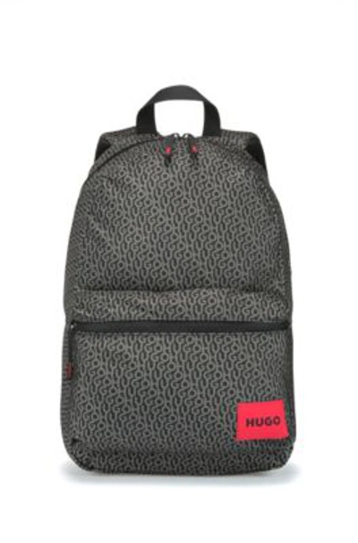 Shop Hugo Logo-print Backpack With Branded Red Label In Black