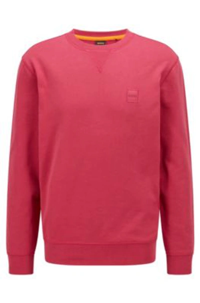 Hugo Boss Relaxed-fit Cotton Sweatshirt With Logo Patch In Pink | ModeSens