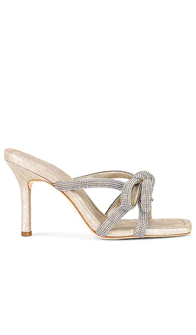 Shop Loeffler Randall Leather Bow Heeled Sandal In Metallic Neutral