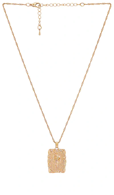 Shop Petit Moments Rosebud Necklace In Metallic Gold