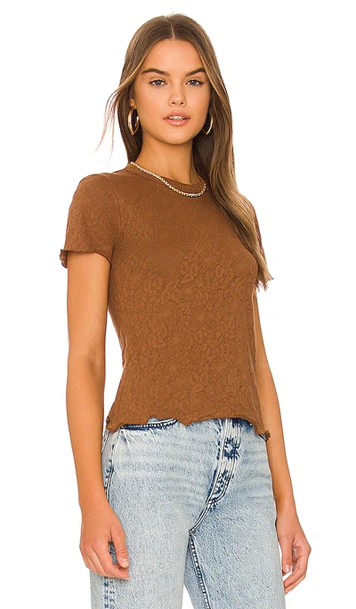 Rag & Bone Gemma Jacquard Leopard Printed Short Sleeve Top In Brown