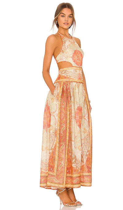 Shop Zimmermann Cut Out Long Dress In Orange