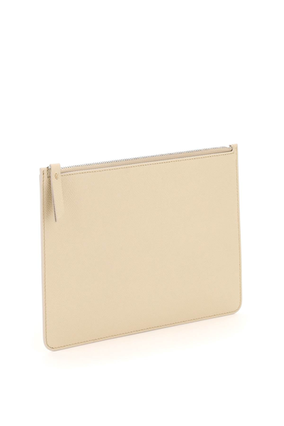 Shop Maison Margiela Grained Leather Small Pouch In Beige