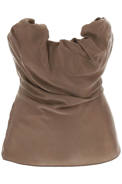 Shop Totême Toteme Silk-moulage Tube Top In Brown