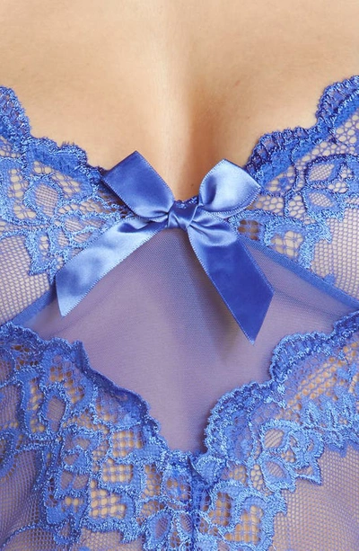 Shop Oh La La Cheri Valentine Soft Cup Babydoll Chemise & G-string Thong In Dazzling Blue