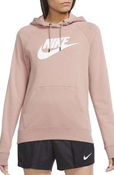 Shop Nike Sportswear Essential Pullover Hoodie In Rose Whisper/ White
