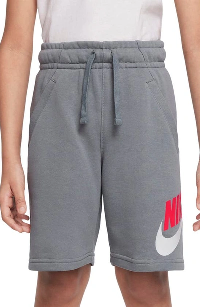 Shop Nike Kids' Sportswear Club Athletic Shorts In Smoke Grey/ Siren Red