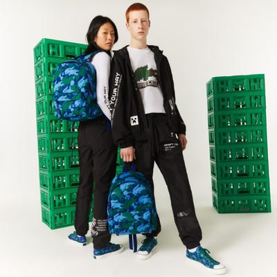 Shop Lacoste Unisex  X Minecraft Print Canvas Backpack - One Size In Blue