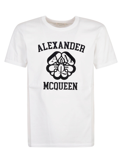 Shop Alexander Mcqueen Seal Logo T-shirt In White/navy