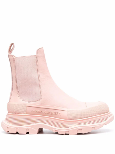 Shop Alexander Mcqueen Women's Pink Leather Ankle Boots