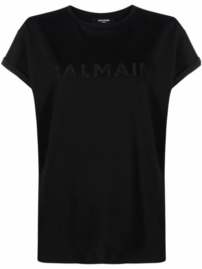 Shop Balmain Women's Black Cotton T-shirt