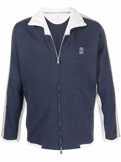 Shop Brunello Cucinelli Men's Blue Cotton Sweatshirt