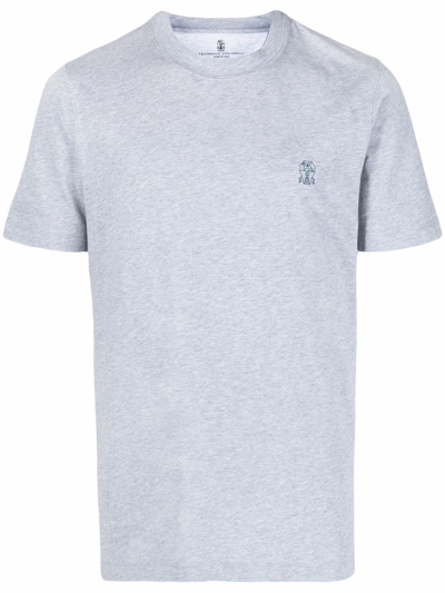 Shop Brunello Cucinelli Men's Grey Cotton T-shirt