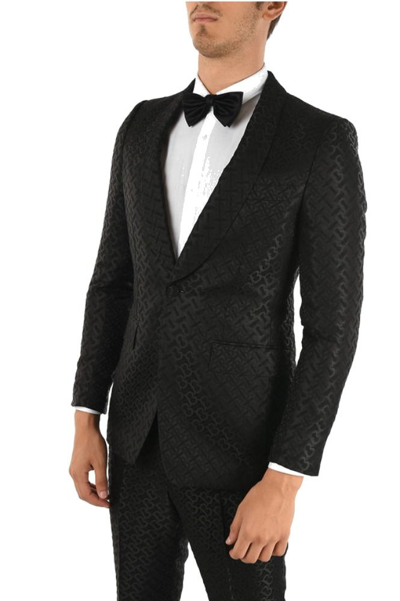 Shop Burberry Men's  Black Wool Suit