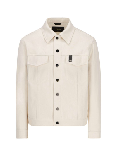 Shop Fendi Men's White Outerwear Jacket