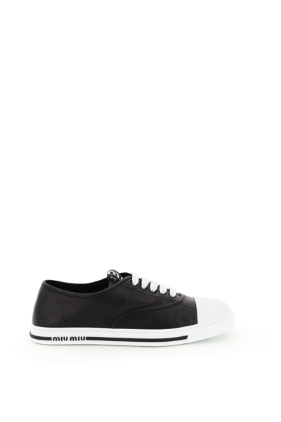 Shop Miu Miu Nappa Sneakers In Default Title