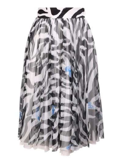 Shop Off-white Leopard Print Pleated Skirt In Bianco/nero