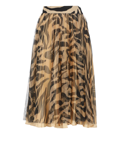 Shop Off-white Pleated Skirt In Beige Black