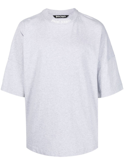 Shop Palm Angels Men's Grey Cotton T-shirt