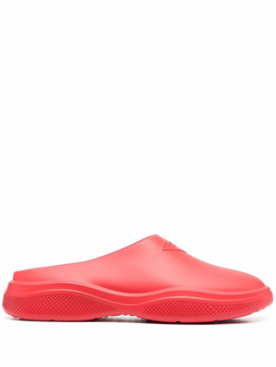 Shop Prada Men's Red Rubber Sandals