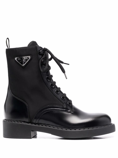 Shop Prada Women's Black Leather Ankle Boots