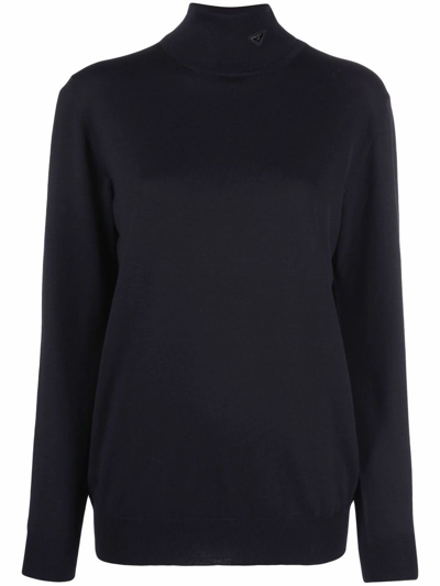 Shop Prada Women's Blue Wool Sweater