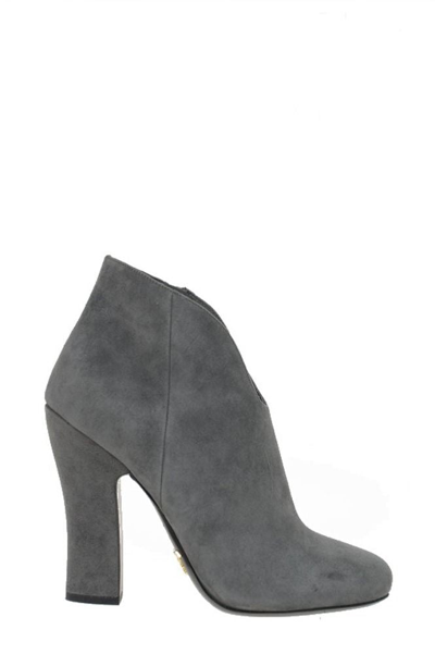 Shop Prada Women's Grey Suede Ankle Boots