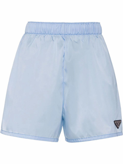 Shop Prada Women's Light Blue Nylon Shorts