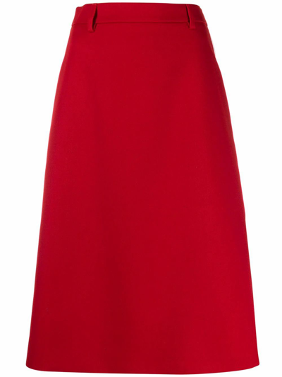 Shop Prada Women's Red Wool Skirt