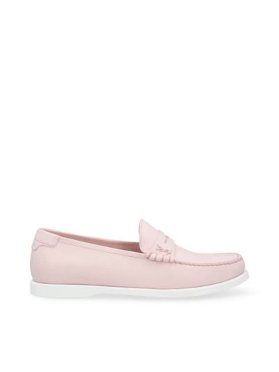 Shop Saint Laurent Men's Pink Leather Loafers