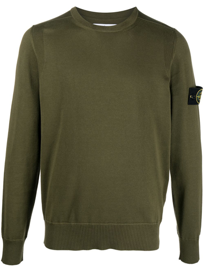 Shop Stone Island Men's Green Cotton Sweater
