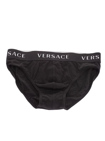 Shop Versace Men's Black Cotton Brief