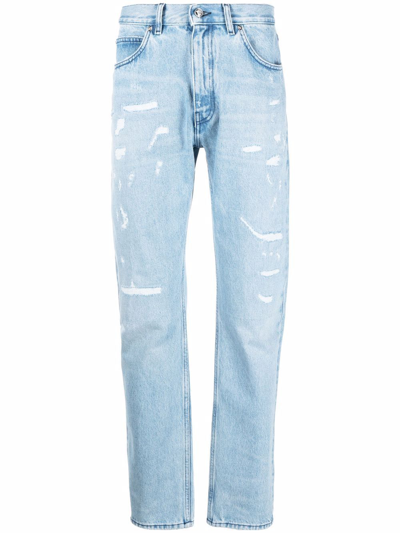 Shop Versace Men's Light Blue Cotton Jeans