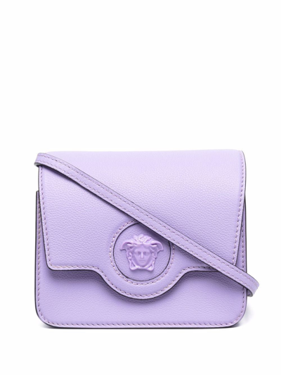 Shop Versace Women's Purple Leather Shoulder Bag