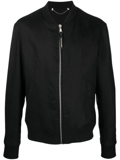 Shop Billionaire Zip-up Bomber Jacket In Black
