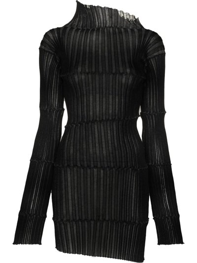 Shop A. Roege Hove High Neck Knitteed Dress In Black