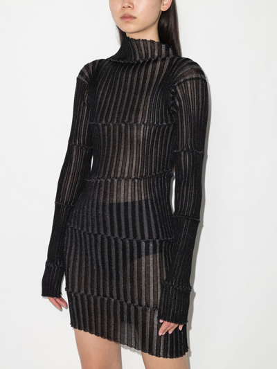 Shop A. Roege Hove High Neck Knitteed Dress In Black
